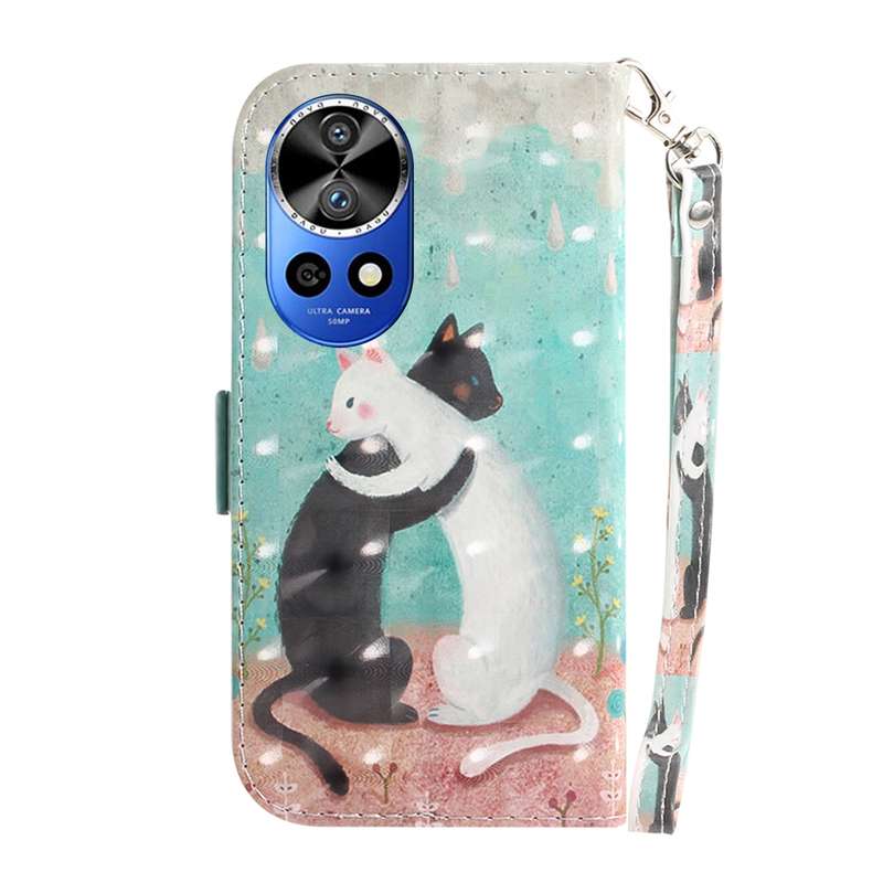 For Huawei nova 12 Ultra 3D Colored Horizontal Flip Leather Phone Case(Black White Cat)