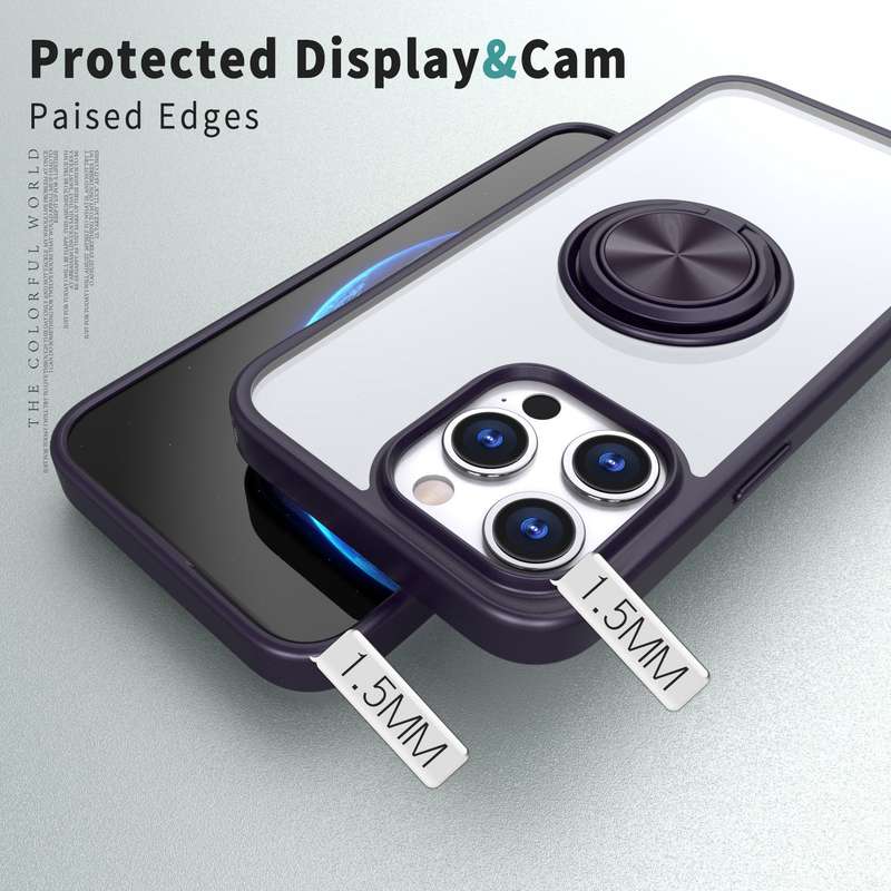 For iPhone 15 Plus Ring Holder PC Hybrid TPU Phone Case(Purple)