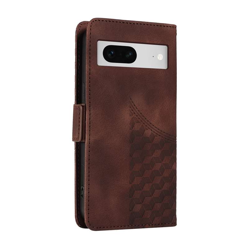 For Google Pixel 7a Embossed Rhombus Starry Leather Phone Case(Brown)