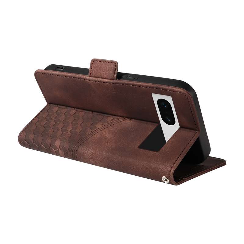 For Google Pixel 7a Embossed Rhombus Starry Leather Phone Case(Brown)