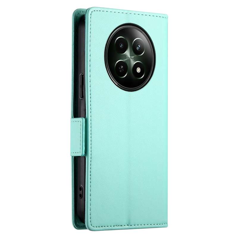 For Realme 12 Side Buckle Magnetic Frosted Leather Phone Case(Mint Green)