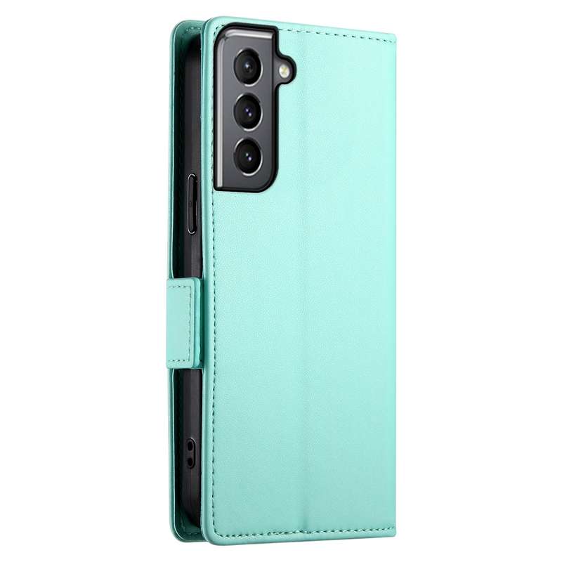 For Samsung Galaxy S21 5G Side Buckle Magnetic Frosted Leather Phone Case(Mint Green)