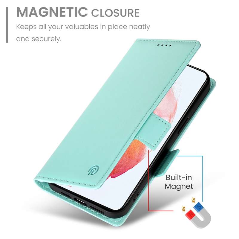 For Samsung Galaxy S21 5G Side Buckle Magnetic Frosted Leather Phone Case(Mint Green)