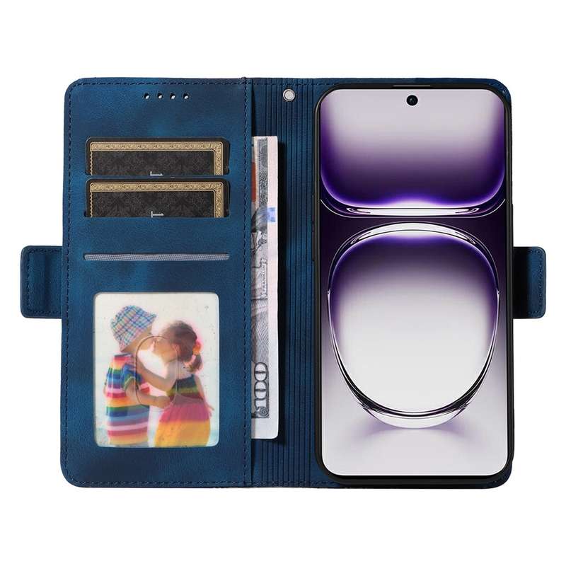 For OPPO Reno12 5G Global Embossed Rhombus Starry Leather Phone Case(Blue)