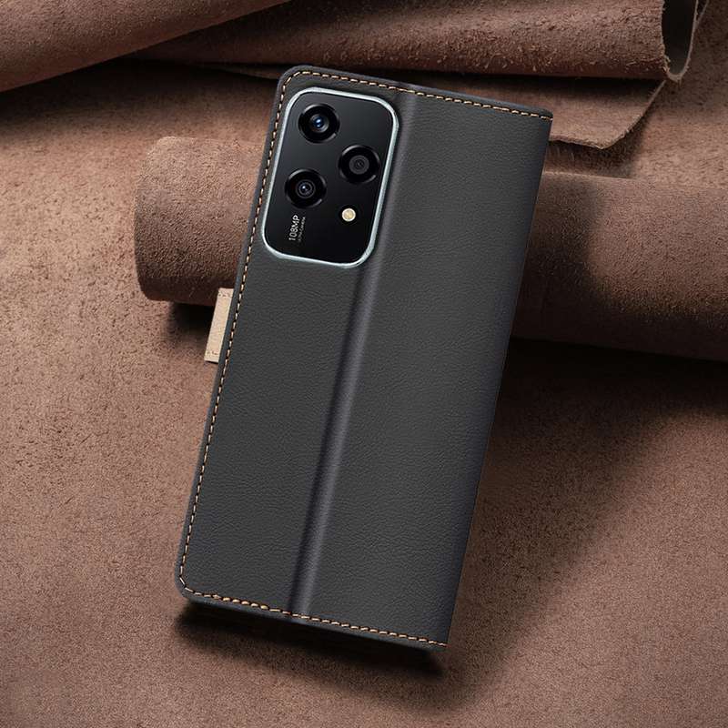 For Honor 200 Lite Global Color Matching RFID Anti-theft Leather Phone Case(Black)