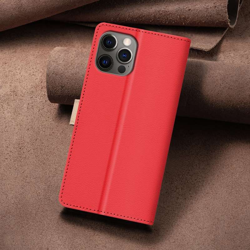 For iPhone 15 Pro Max Color Matching RFID Anti-theft Leather Phone Case(Red)