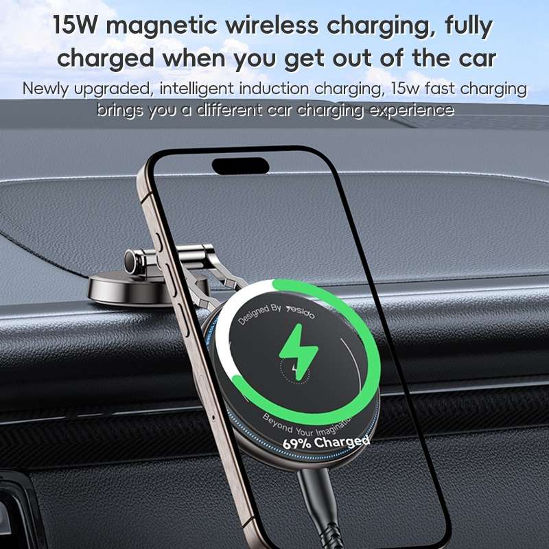 Yesido C306 15W Car Magnetic Wireless Charging Holder(Black)