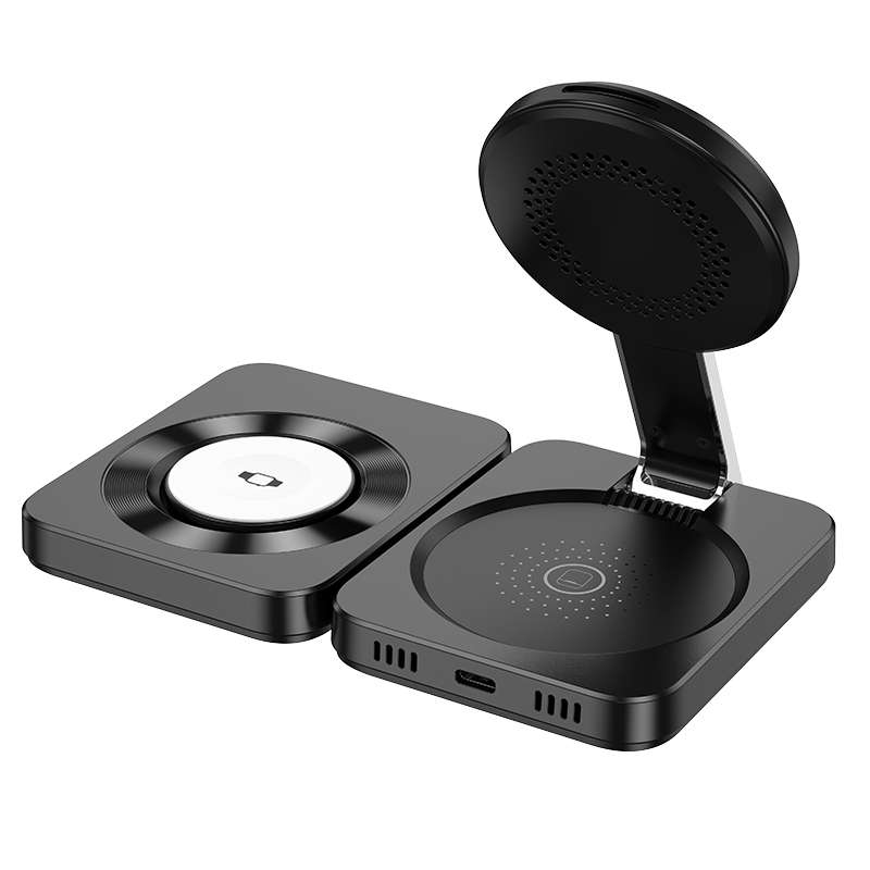 hoco CQ11 Ingenious 3 in 1 Folding Magnetic Wireless Charging(Black)