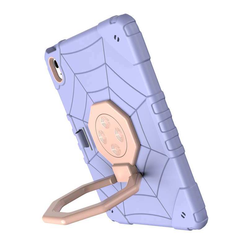 For iPad 10th Gen 10.9 2022 Spider Turntable Handle Stress Relief Tablet Case(Purple Gold)