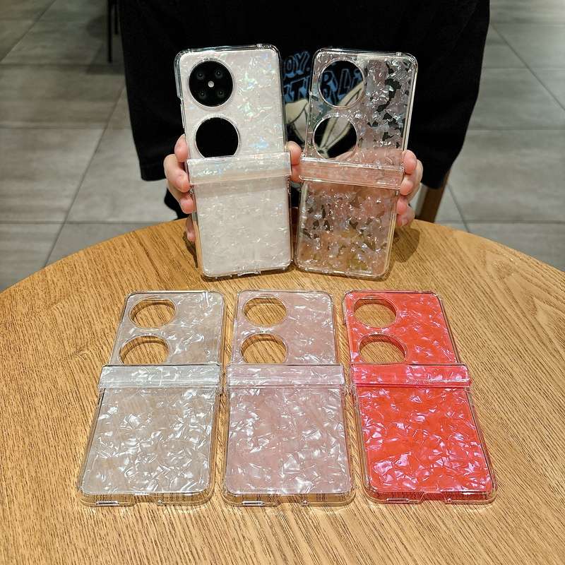 For Huawei Pocket 2 Three-piece Set Pearlescent Shell Texture Phone Case(Red)