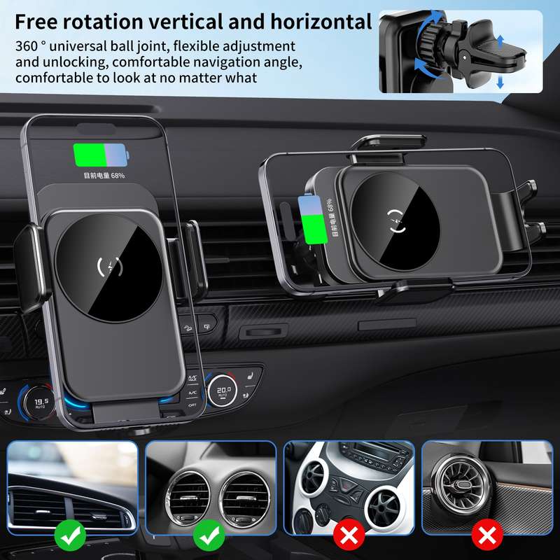 M7 Intelligent Sensing Fast Wireless Charging Car Holder(Black)