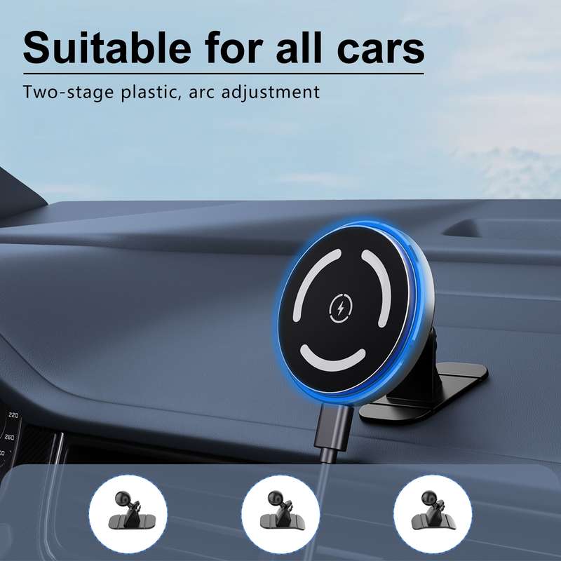 M68 15W Magnetic QI Standard Wireless Charging Car Holder(Dark Grey)