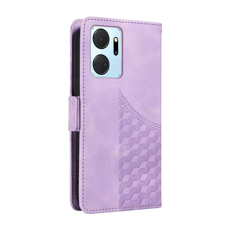 For Honor X7a 4G / Play7T Embossed Rhombus Starry Leather Phone Case(Purple)