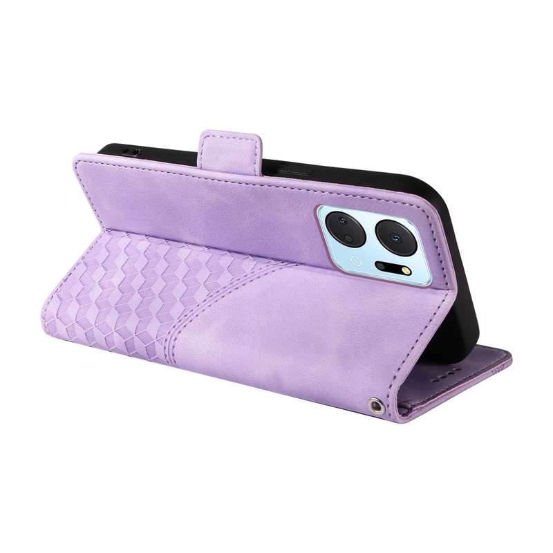 For Honor X7a 4G / Play7T Embossed Rhombus Starry Leather Phone Case(Purple)