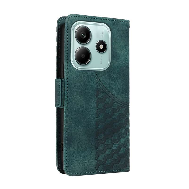 For Redmi Note 14 5G Embossed Rhombus Starry Leather Phone Case(Green)
