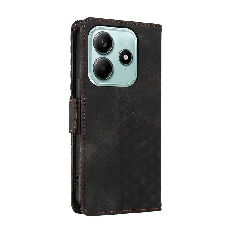 For Redmi Note 14 5G Embossed Rhombus Starry Leather Phone Case(Green)