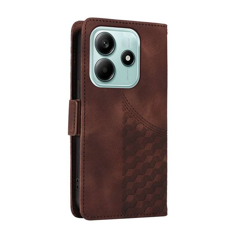 For Redmi Note 14 5G Embossed Rhombus Starry Leather Phone Case(Green)
