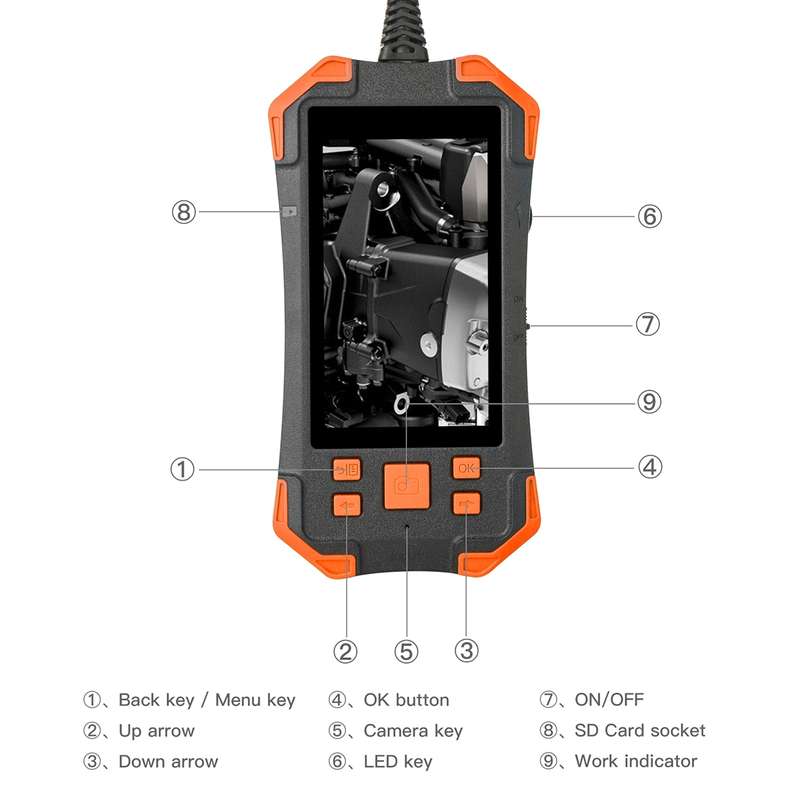 T20 4.3 inch IPS Screen 8mm Single Camera IP67 Waterproof Hard Cable Digital Endoscope, Length:2m(Bl
