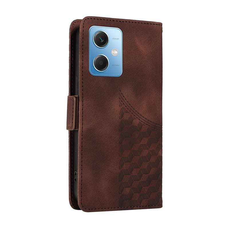 For Xiaomi Poco X5 Embossed Rhombus Starry Leather Phone Case(Brown)