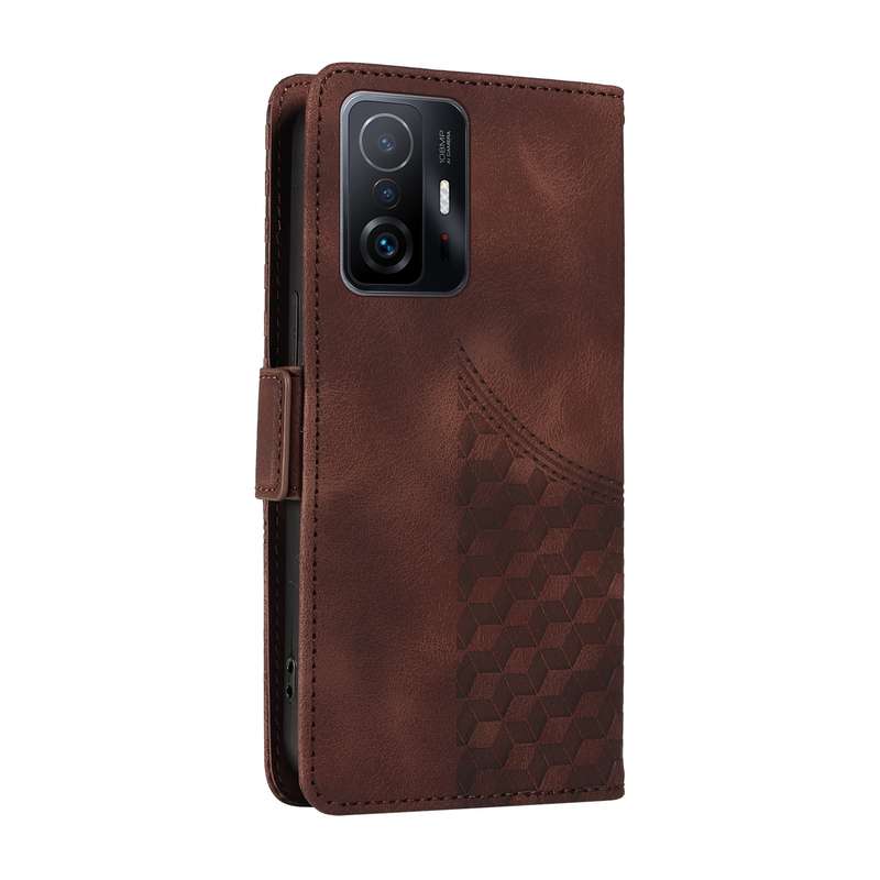 For Xiaomi Mi 11T / 11T Pro Embossed Rhombus Starry Leather Phone Case(Brown)