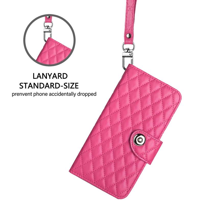 For Xiaomi Poco X4 Pro 5G Rhombic Texture Flip Leather Phone Case with Lanyard(Rose Red)