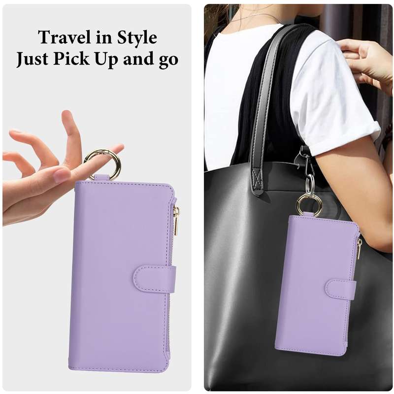 For iPhone 7 / 8 / SE 2022 Crossbody Ring Multifunctional Wallet Leather Phone Case(Purple)
