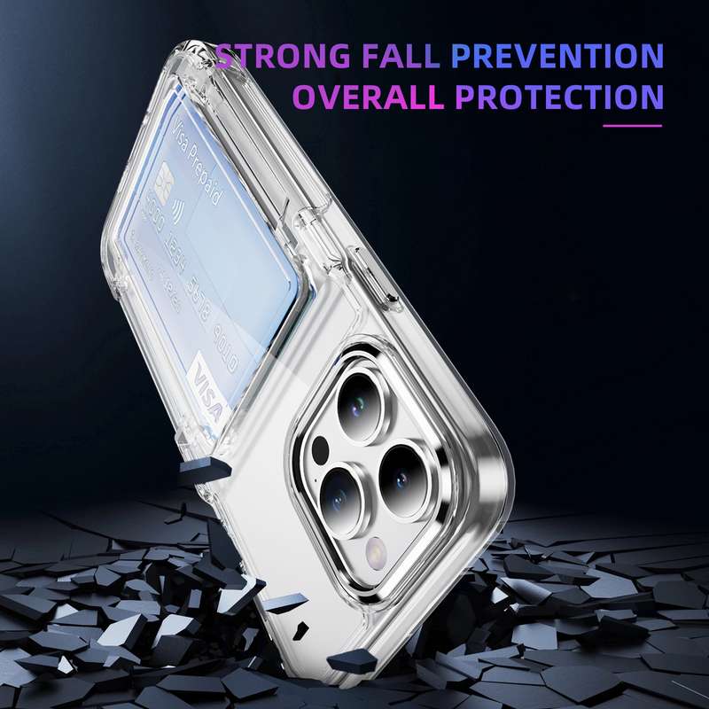For iPhone 12 Pro Card Holder Acrylic Hybrid TPU Phone Case(Transparent)