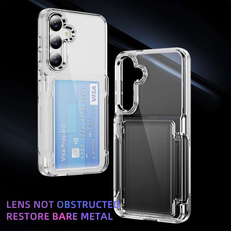 For Samsung Galaxy S23 FE 5G Card Holder Acrylic Hybrid TPU Phone Case(Transparent)