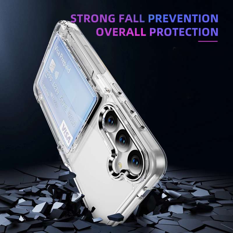 For Samsung Galaxy S23 FE 5G Card Holder Acrylic Hybrid TPU Phone Case(Transparent)