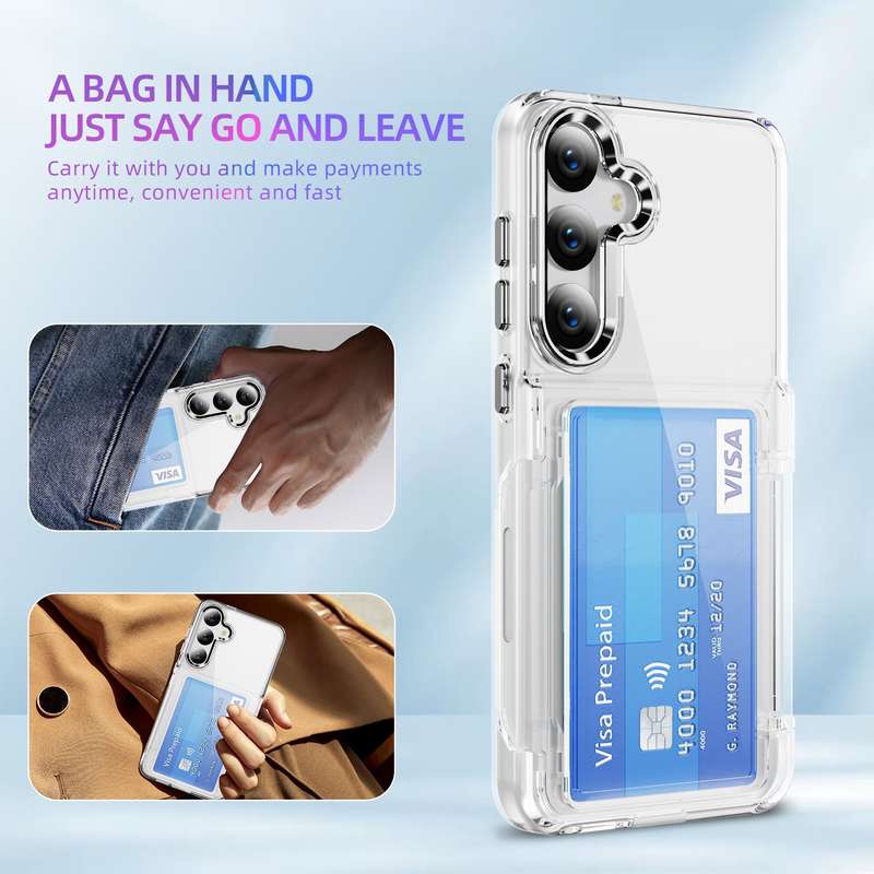 For Samsung Galaxy S23 FE 5G Card Holder Acrylic Hybrid TPU Phone Case(Transparent)