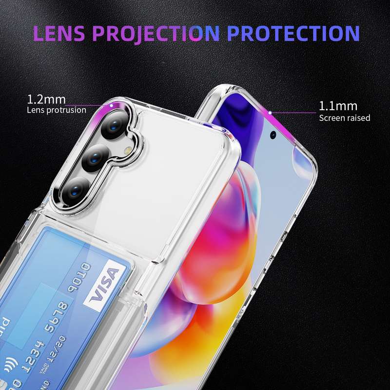 For Samsung Galaxy S23 FE 5G Card Holder Acrylic Hybrid TPU Phone Case(Transparent)