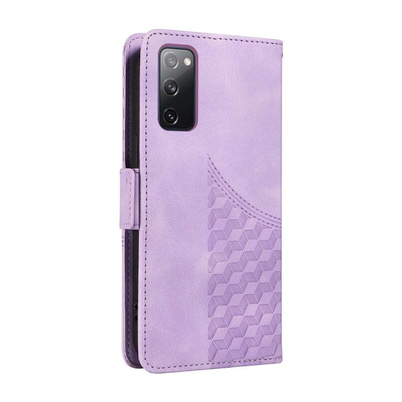 For Samsung Galaxy S20 FE Embossed Rhombus Starry Leather Phone Case(Purple)