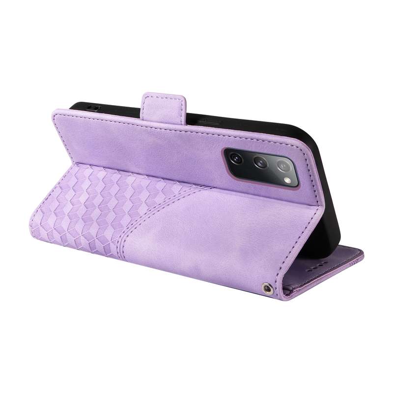 For Samsung Galaxy S20 FE Embossed Rhombus Starry Leather Phone Case(Purple)