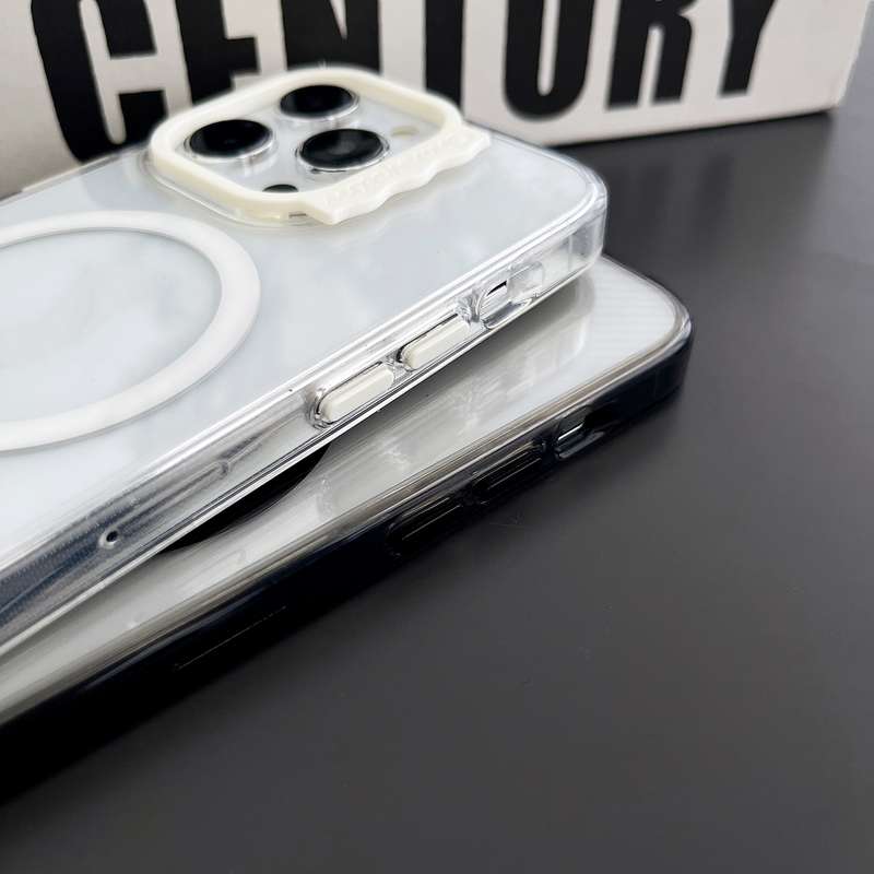 For iPhone 14 Pro Max MagSafe Colorful Wavy Circle PC Hybrid TPU Phone Case(Black)
