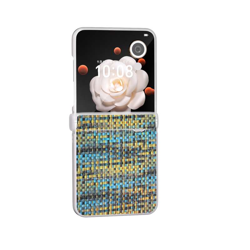 For Honor Magic V Flip Three Parts Frosted Translucent Frame Color Lattice Texture PU Phone Cas