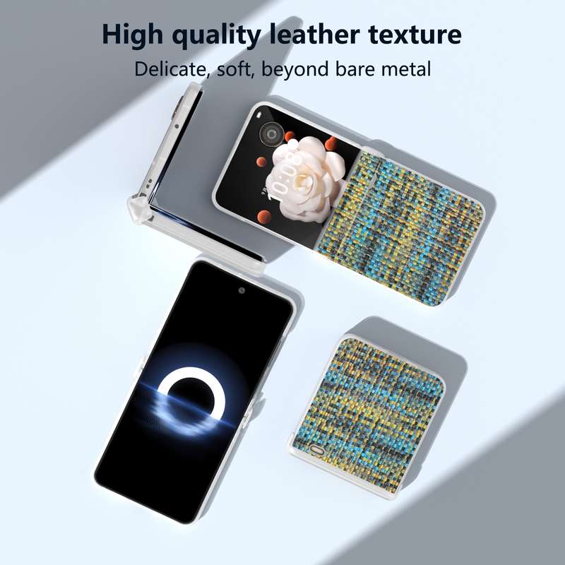 For Honor Magic V Flip Three Parts Frosted Translucent Frame Color Lattice Texture PU Phone Cas