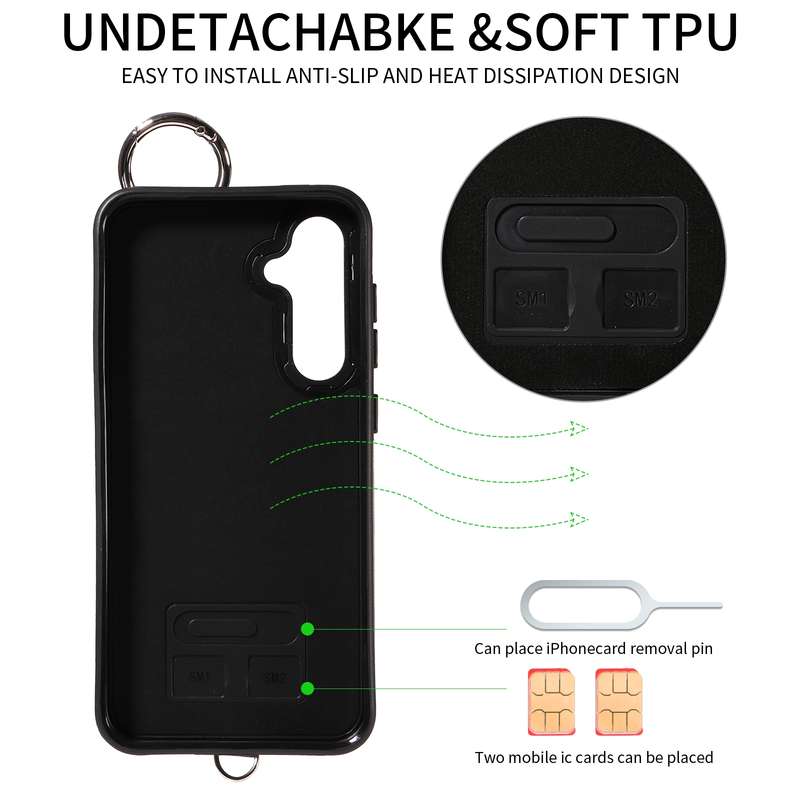 For Samsung Galaxy S23 FE 5G Rhombic Texture Card Bag Phone Case with Short Lanyard(Green)