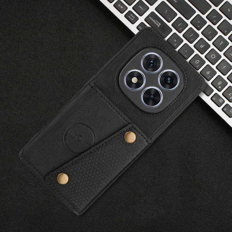 For Redmi Note 14 Pro 5G Double Buckle Card Slots Magnetic Phone Case(Black)