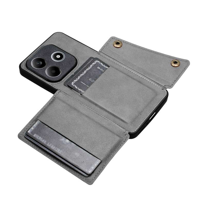 For Redmi Note 14 5G Double Buckle Card Slots Magnetic Phone Case(Black)