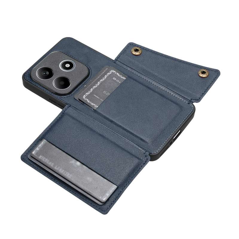 For Redmi Note 14 5G Double Buckle Card Slots Magnetic Phone Case(Black)