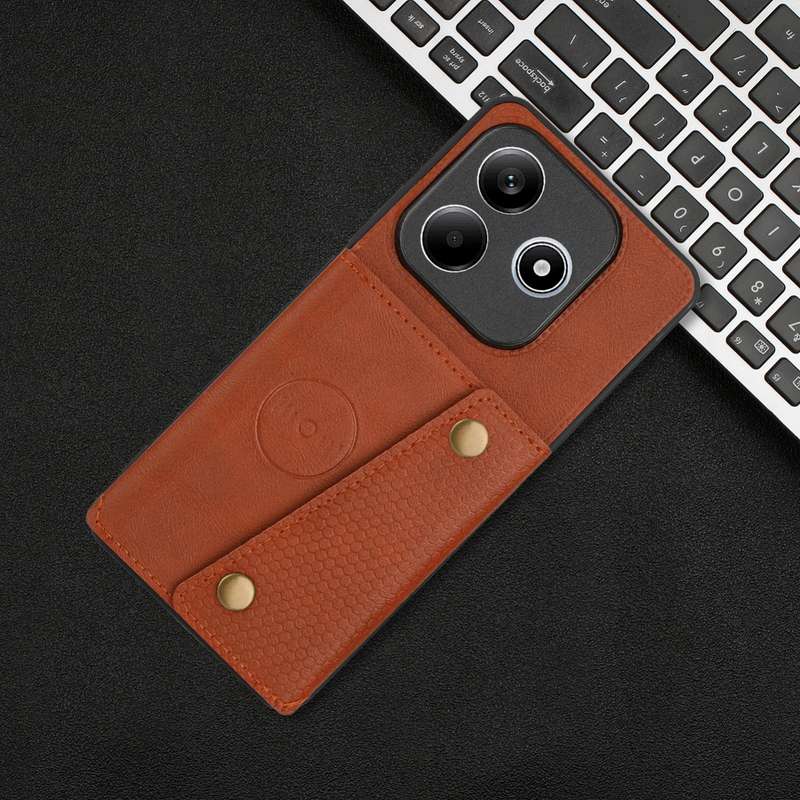For Redmi Note 14 5G Double Buckle Card Slots Magnetic Phone Case(Black)