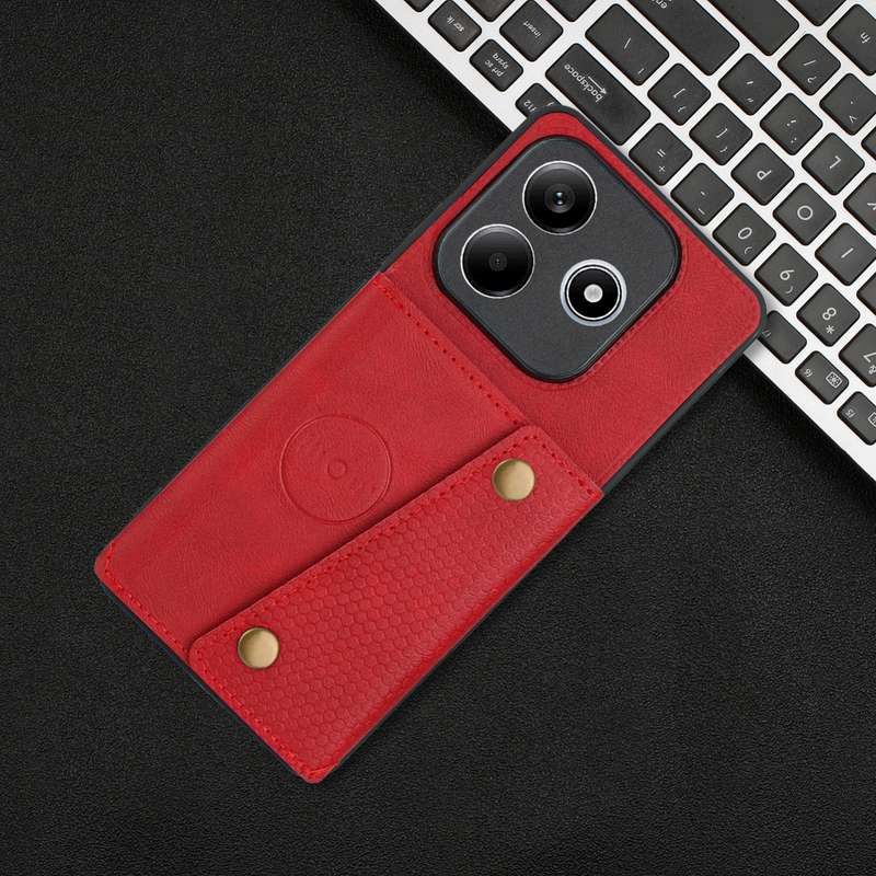 For Redmi Note 14 5G Double Buckle Card Slots Magnetic Phone Case(Black)