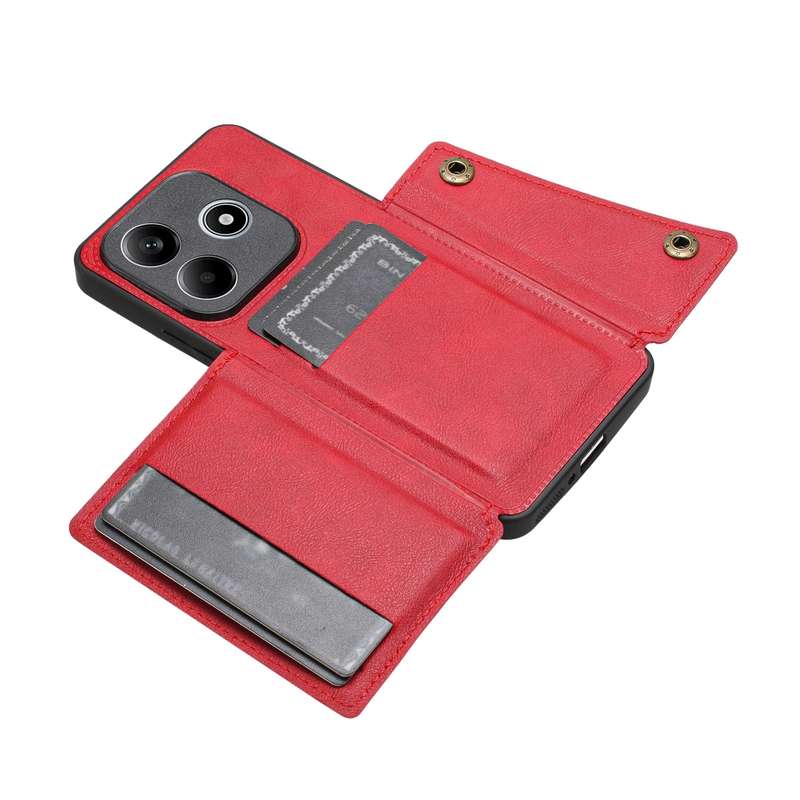 For Redmi Note 14 5G Double Buckle Card Slots Magnetic Phone Case(Black)