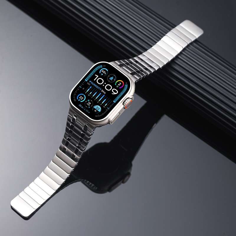 For Apple Watch Series 6 44mm Magnetic Stainless Steel Watch Band(Silver)