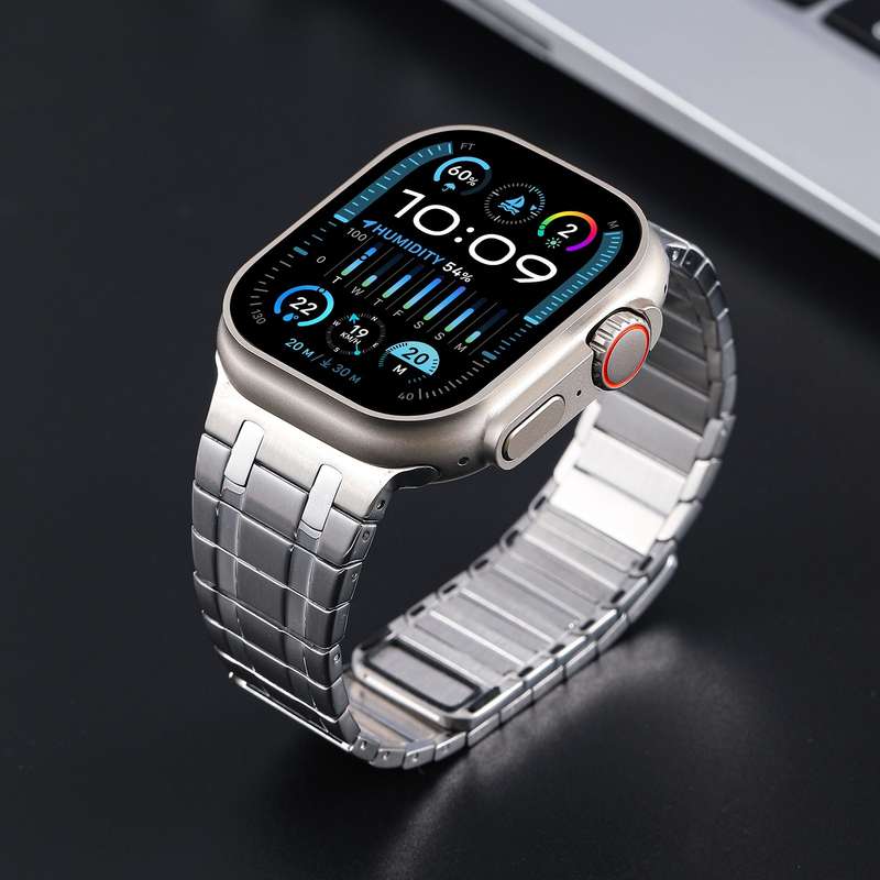 For Apple Watch Series 6 44mm Magnetic Stainless Steel Watch Band(Silver)