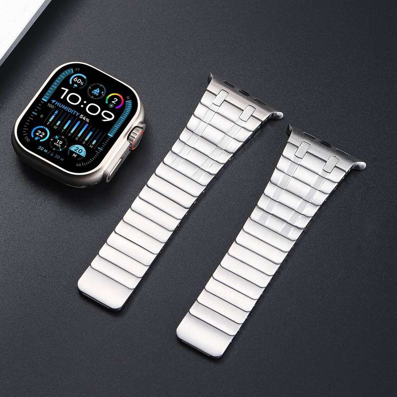 For Apple Watch Series 6 44mm Magnetic Stainless Steel Watch Band(Silver)