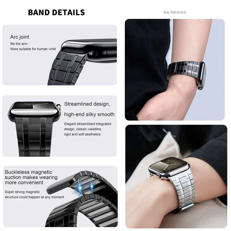 For Apple Watch SE 2022 44mm Magnetic Stainless Steel Watch Band(Silver)