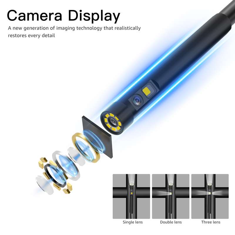 T29 5 inch IPS Screen 5.5mm Dual Lens IP67 Waterproof Industrial Endoscope With Bracket, Length:3.5m
