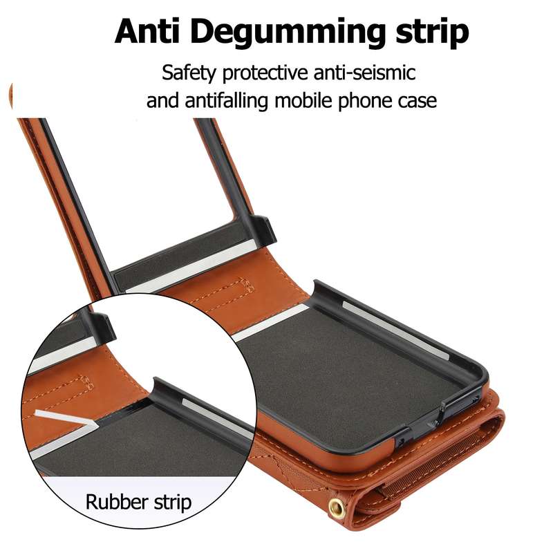 For Motorola Razr 40 Ultra Splicing Rhombic Texture Phone Case with Long & Short Lanyard(Brown)