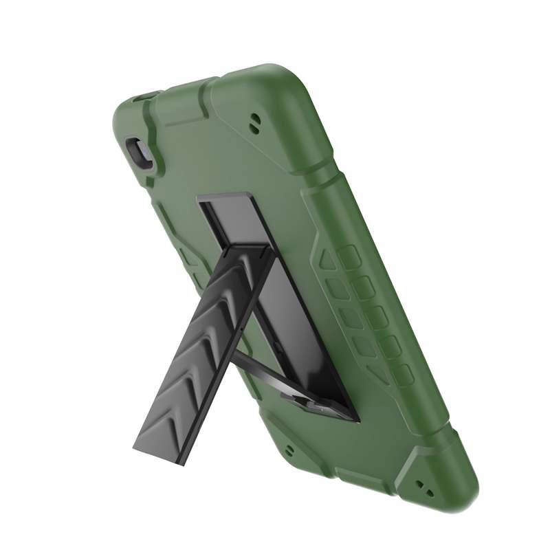 For Samsung Galaxy Tab A7 Lite Armor Holder Silicone Hybrid PC Tablet Case(Army Green Black)